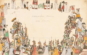 Warriors Dance War Dance, 1874-75 (toll, tinta és WC a főkönyvi papíron)